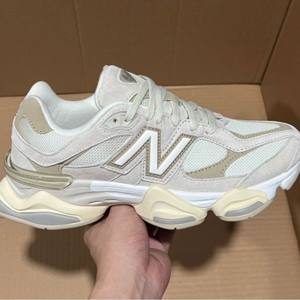 New Balance Women's Beige and White Sneakers